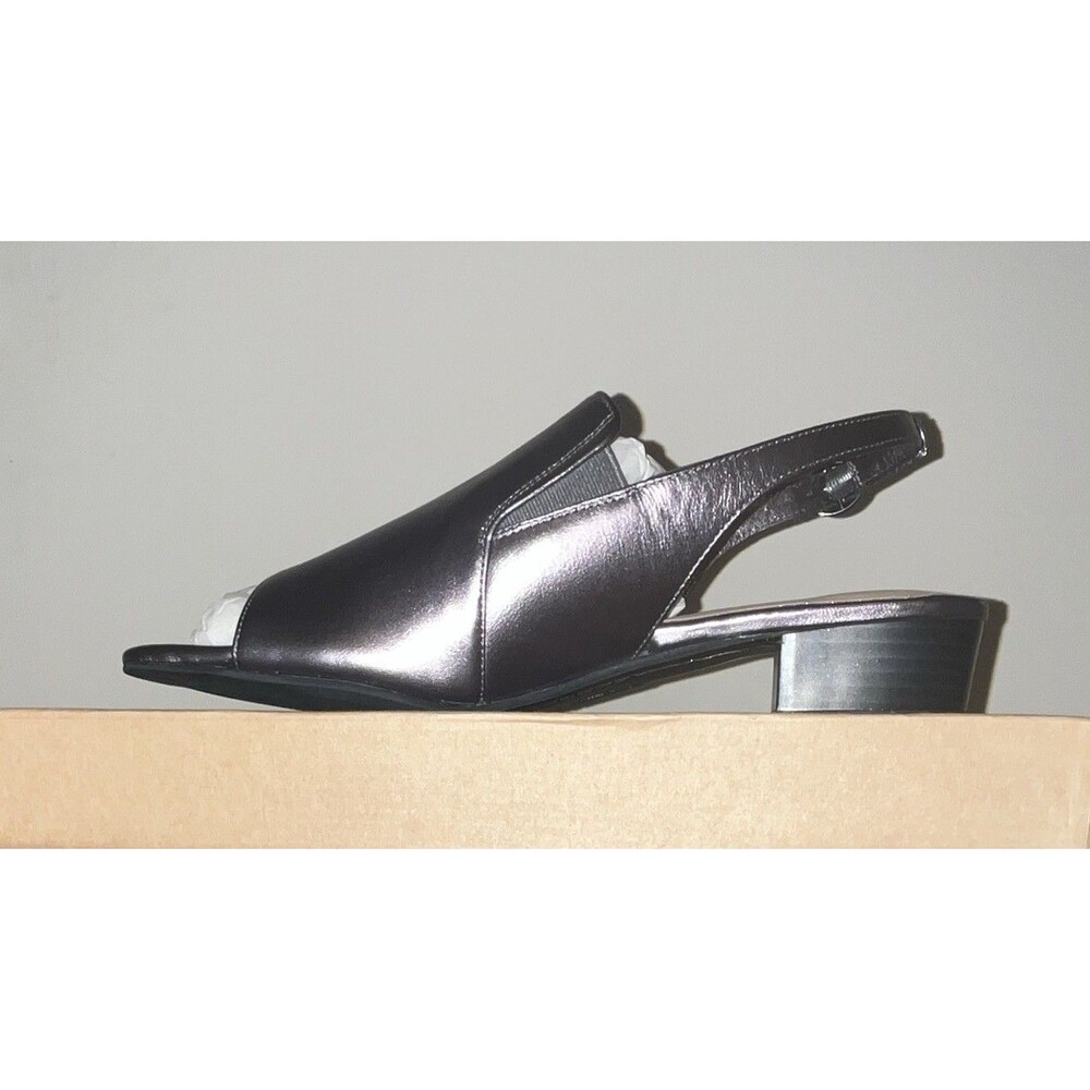 Trotters Women’s Pewter Leather Slingback Sandals Adjustable Strap US 11 B